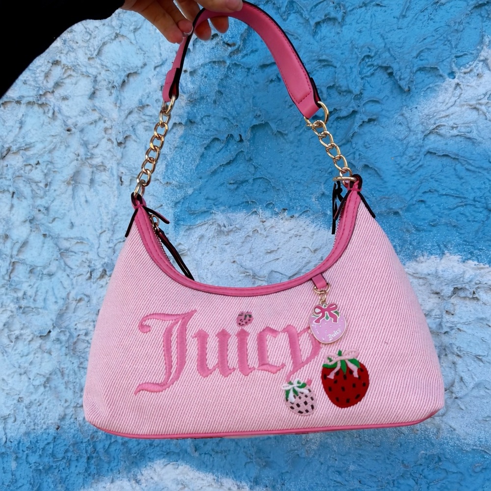 Juicy Couture Pink Strawberry Mini Shoulder Bag Y2K Baguette Purse NWT